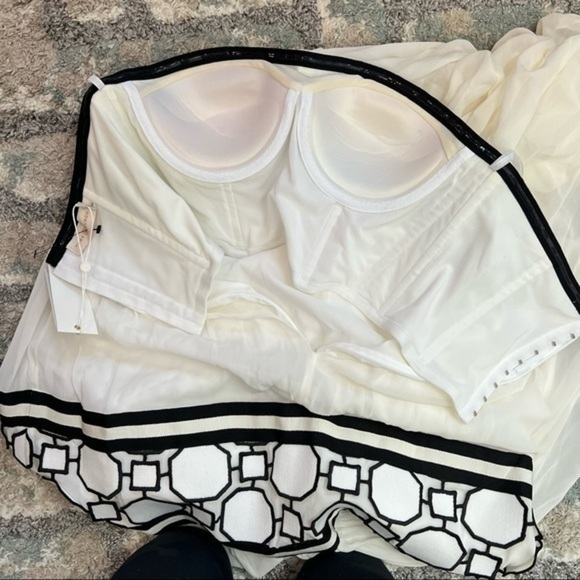 Tory Burch Christie Strapless Maxi Dress Size 4 White Black Silk Runway NWT - Picture 7 of 13